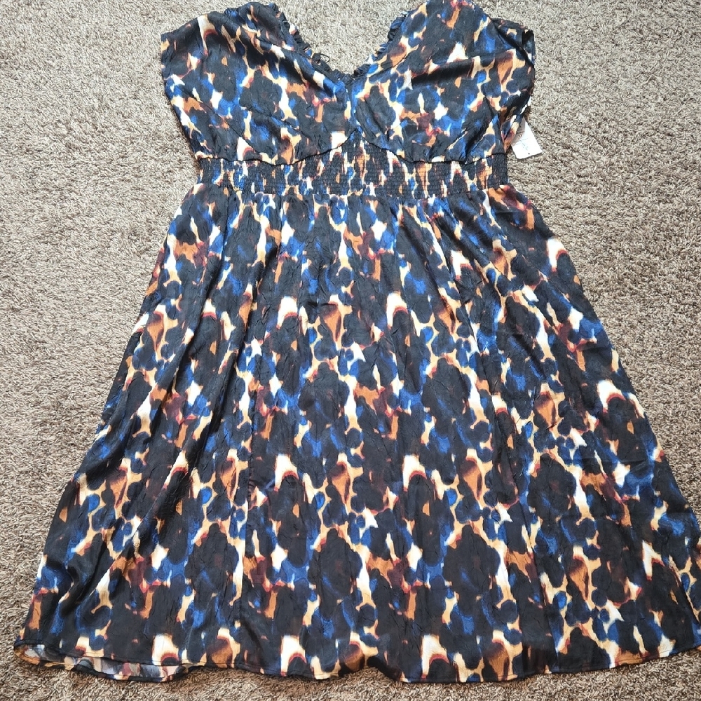Terra & Sky Black Label 4X 28W - 30W Plus Size V Neck Maxi Dress Abstract Animal